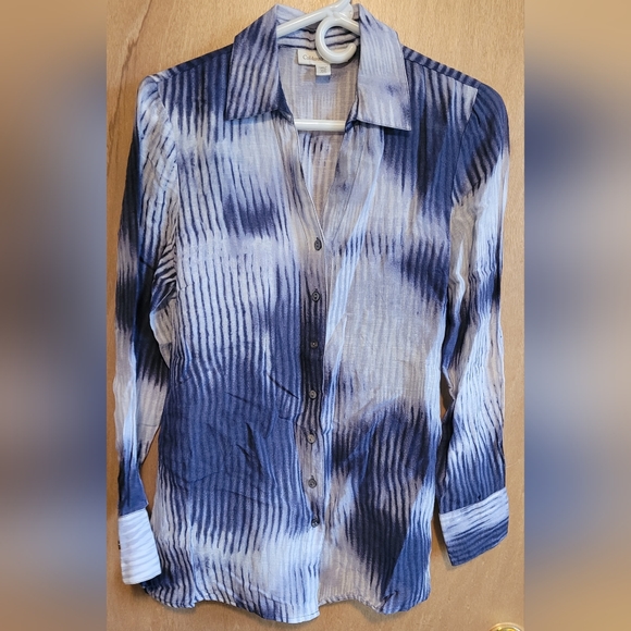 Coldwater Creek Purple Long Sleeve Shirt Petite Medium Rayon & Linen - Picture 1 of 6